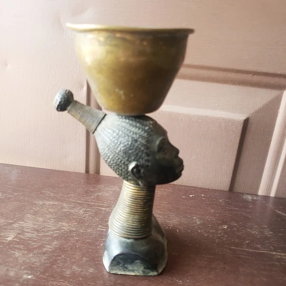 Mid-Century Geo L. Trevino Brass African Tribal Woman Bust - Picture 3 of 5